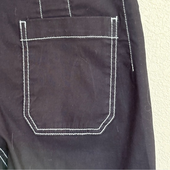 Maeve Anthropologie The Colette Black Contrast Stitch Wide Leg Cropped Pants 26 - Picture 8 of 10